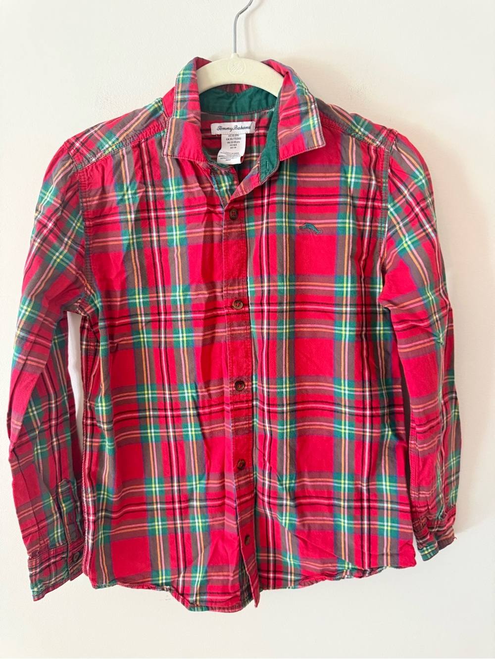 Tommy Bahama Red & Green Plaid Button-Down Kids Shirt